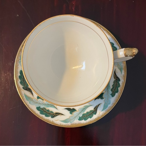 Shafford Japan Teal Green Leaf Teacup & Sauce - Picture 2 of 11